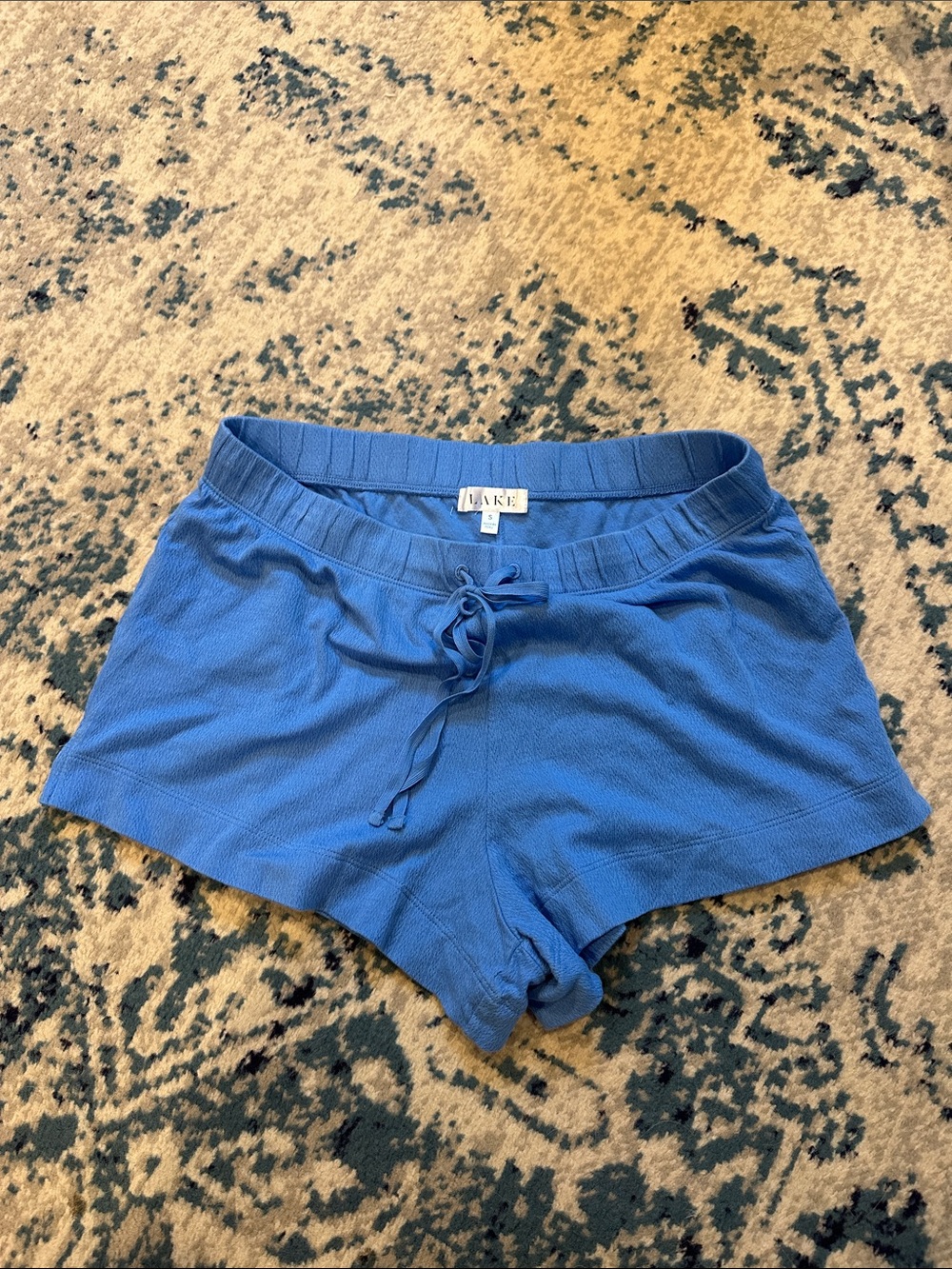 Lake pajamas blue pima cotton drawstring shorts